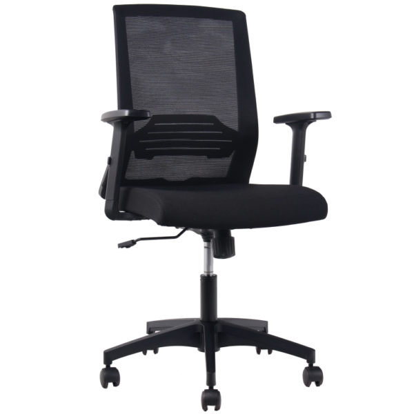 Silla Operativa Gent ergonómica con respaldo de malla y brazos regulables en oficina moderna