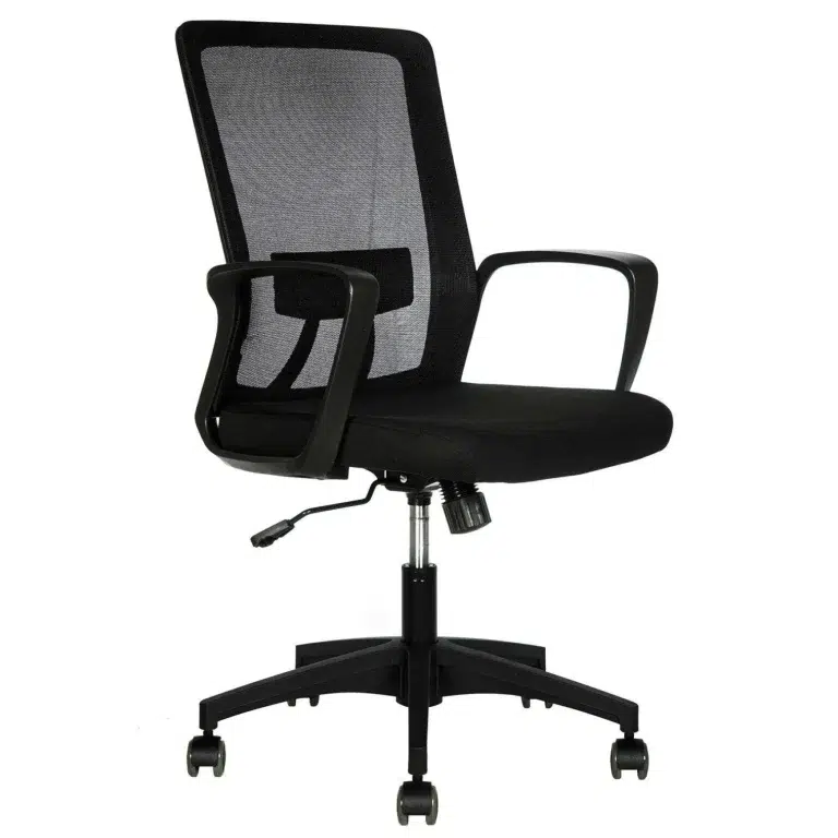 Silla Operativa Happy ergonómica con respaldo de malla y apoyo lumbar en oficina moderna