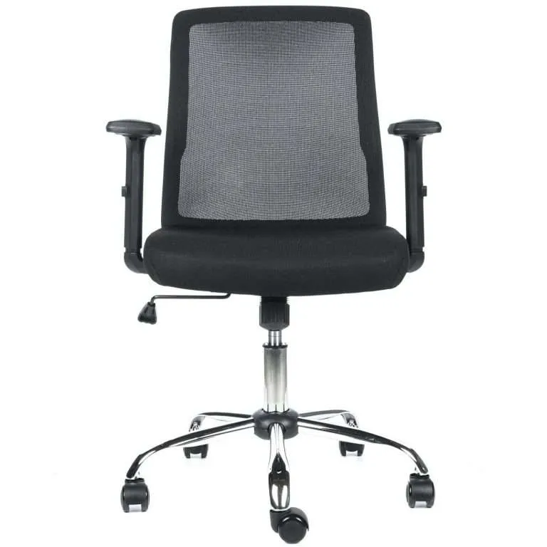 Silla Operativa Cuba con respaldo de malla negra base cromada