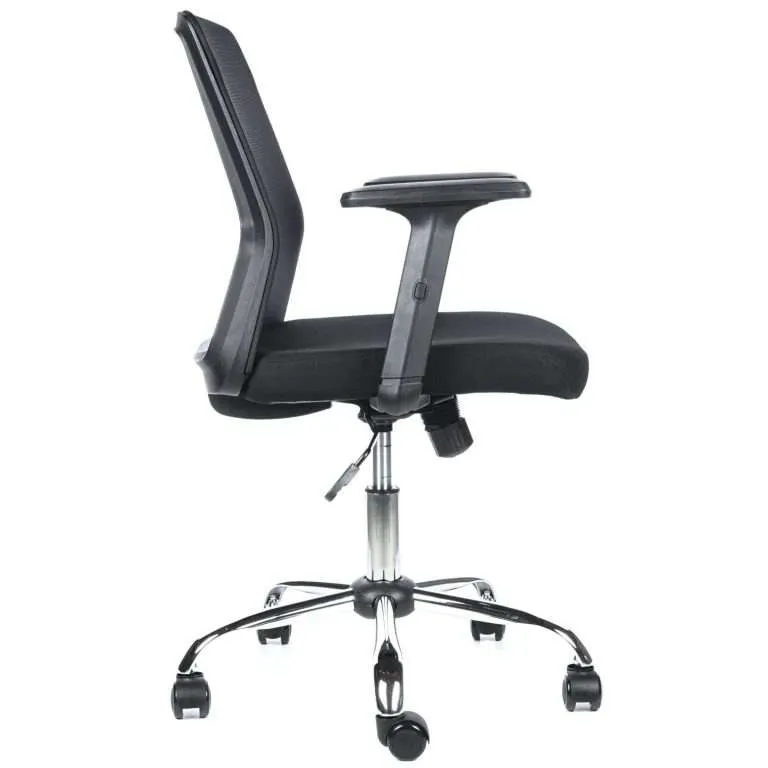 Silla Operativa Cuba con respaldo de malla negra base cromada