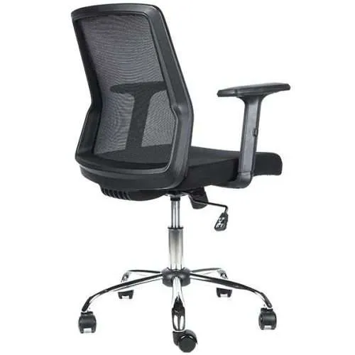 Silla Operativa Cuba con respaldo de malla negra base cromada