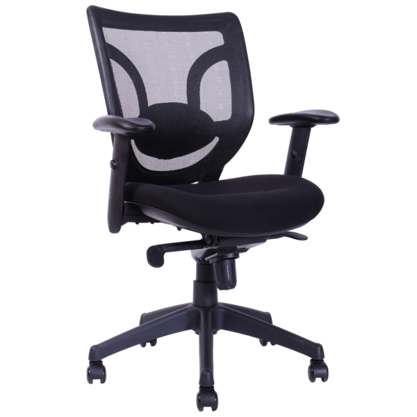 Silla Ejecutiva Look ergonómica con respaldo alto de malla negra y soporte lumbar regulable