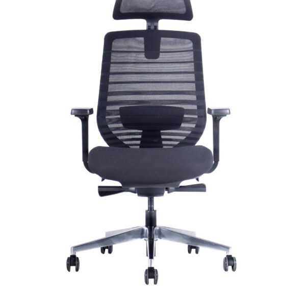 Silla Gerencial Monet vista de frente con doble malla y soporte lumbar regulable