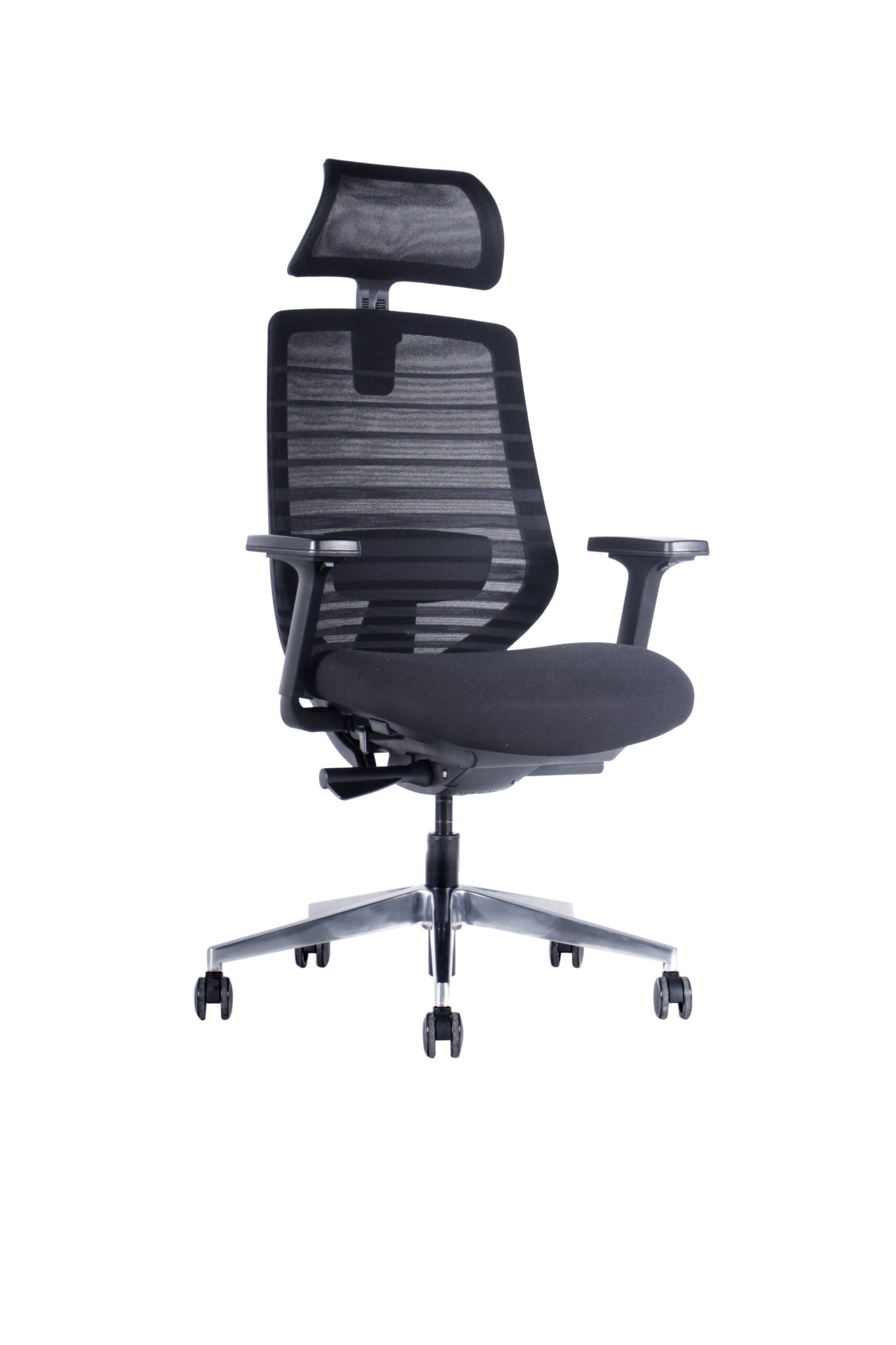 Silla Gerencial Monet vista en ángulo con brazos ajustables y asiento deslizante