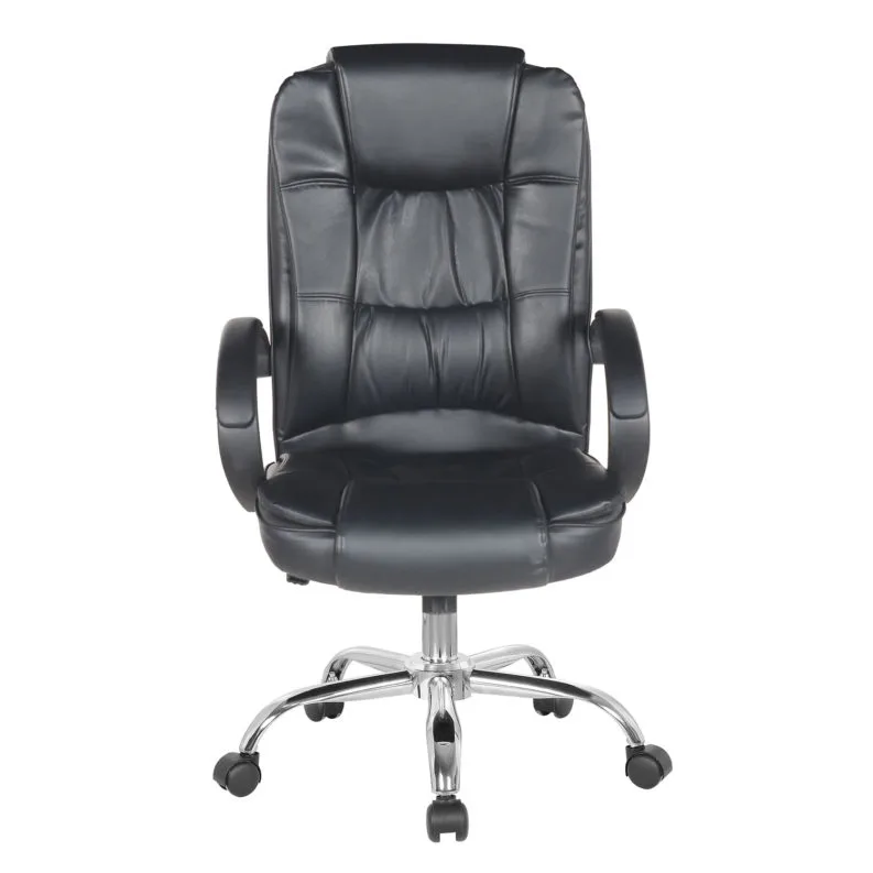 Silla Gerencial Adriatic Reloaded New vista de frente en eco cuero negro